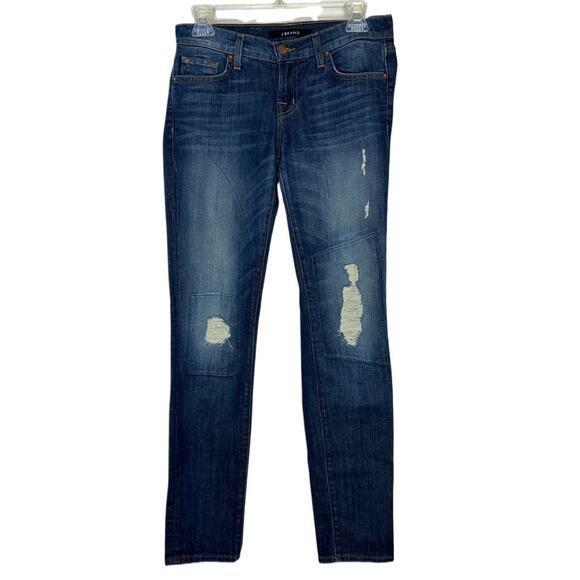 J. Brand Women’s Low Rise Big Time Distressed Slim Dark Wash Jeans Size 24 - Picture 1 of 7